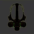 Tactical Weapon Gas Mask With Rusty Exterior Green Red Glowing Dots And Black Straps