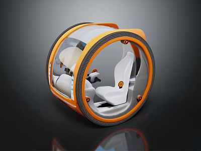 Futuristic Spherical Vehicle with Transparent Shell Orange Frame and Two Seats 3d model