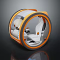 Futuristic Spherical Vehicle with Transparent Shell Orange Frame and Two Seats