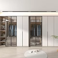 Modern Elegant White Wardrobe with Glass Doors Open Shelves and Hanging Area
