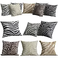 Modern Zebra Striped Decorative Pillows in Black White Brown and Beige Tones