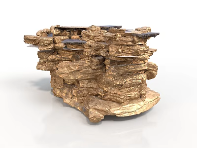 Wood and Stone Decorative Structure With Natural Stacked Texture Design 3d model