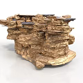 Wood and Stone Decorative Structure With Natural Stacked Texture Design