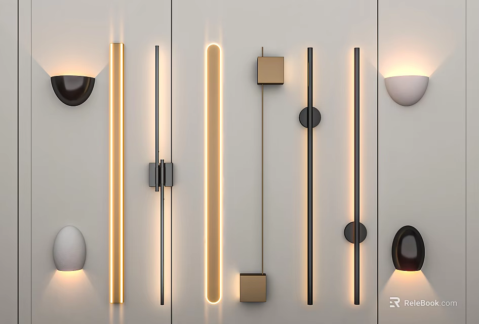 Contemporary Wall Lamps With Various Shapes Including Linear Round And Square For Indoor Lighting 3d model 