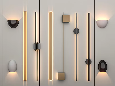 Contemporary Wall Lamps With Various Shapes Including Linear Round And Square For Indoor Lighting 3d model