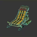 Yellow Cushioned Crawler Seat With Metal Frame And Snow Tracks For Outdoor Winter Use