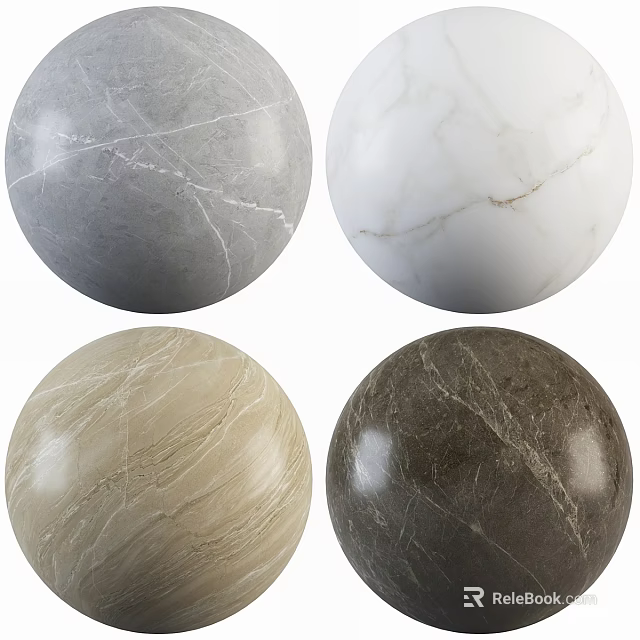 Marble Sphere Components Featuring Various Colors And Natural Textures For Decorative Design 3d model 