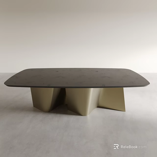 Luxury Modern Dining Table With Black Marble Top And Gold Metal Base Design 3d model 