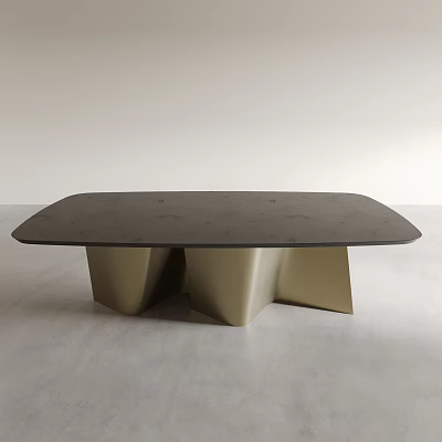 Luxury Modern Dining Table With Black Marble Top And Gold Metal Base Design 3d model