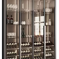 Elegant Modern Wine Cabinet with Glass Doors Shelves and Display for Wine Bottles and Glasses