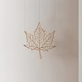 Golden Metal Maple Leaf Wireframe Hanging Ornament For Light Wall Background 3d model