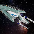 Futuristic Spaceship With Sleek Design Flying In Starry Space Background