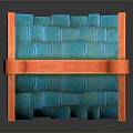 Ornamental Chinese Traditional Structure With Red Frame Blue Roof And Wooden Pillar