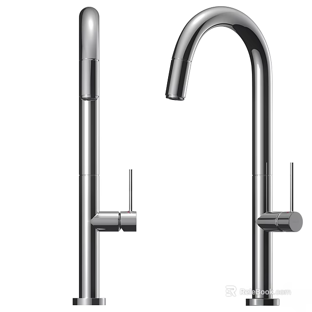 Contemporary Stainless Steel Kitchen Faucets With Sleek Design Curved Spout And Single Handle 3d model 