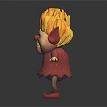 Angry Elf Character With Yellow Hair Red Outfit Standing Pose