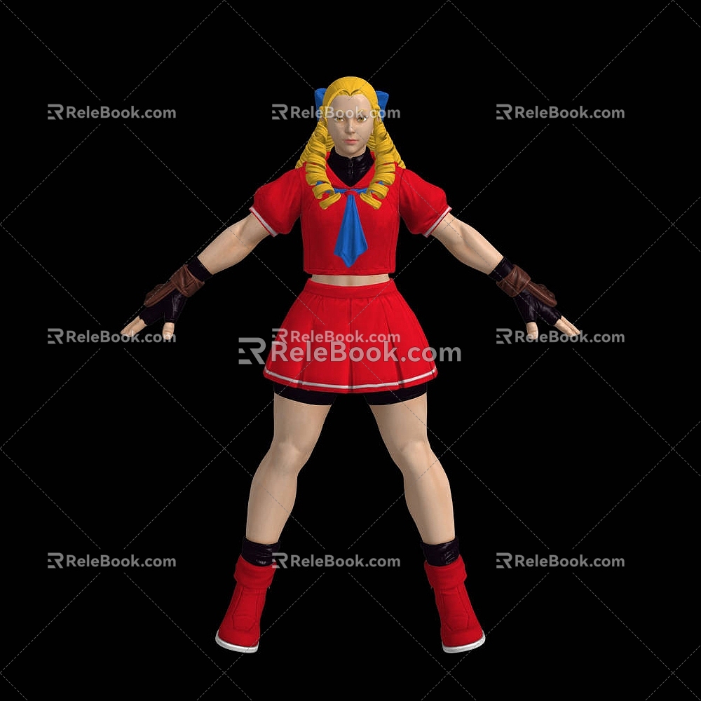 Street Fighter Coleen Cartoon Animation Beauty Women Woman Street Fighter Coleen Sexy Short Skirt Fighting Games 3d model