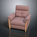 Light Pink Leather Single Sofa With Wooden Legs Modern Interior Design 3d model
