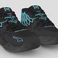 Black HEAD Athletic Training Shoes With Blue Accents And Geometric Patterns