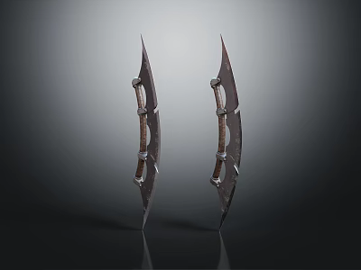 Traditional Curved Bladed Weapons With Decorative Handles And Sharp Edges 3d model