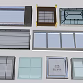 Various Window Frame Designs With Glass Panels And Structural Styles 3d model