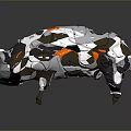 3D Pig Model With Geometric Design And Polygonal White Gray Orange Textured Surface
