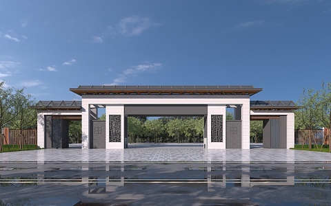 new chinese style gate 3d model