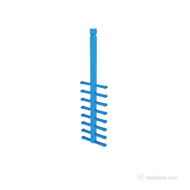 Blue Long Vertical Metal Rack Featuring Multiple Horizontal Bars Design 3d model 