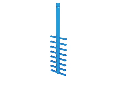 Blue Long Vertical Metal Rack Featuring Multiple Horizontal Bars Design 3d model