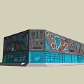 Innovative Commercial Complex Architectural Design With Colorful Geometric Patterns And Glass Facade