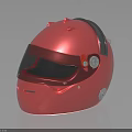 Red Racing Helmet With Modern Design Transparent Visor And Sleek Surface 3d model