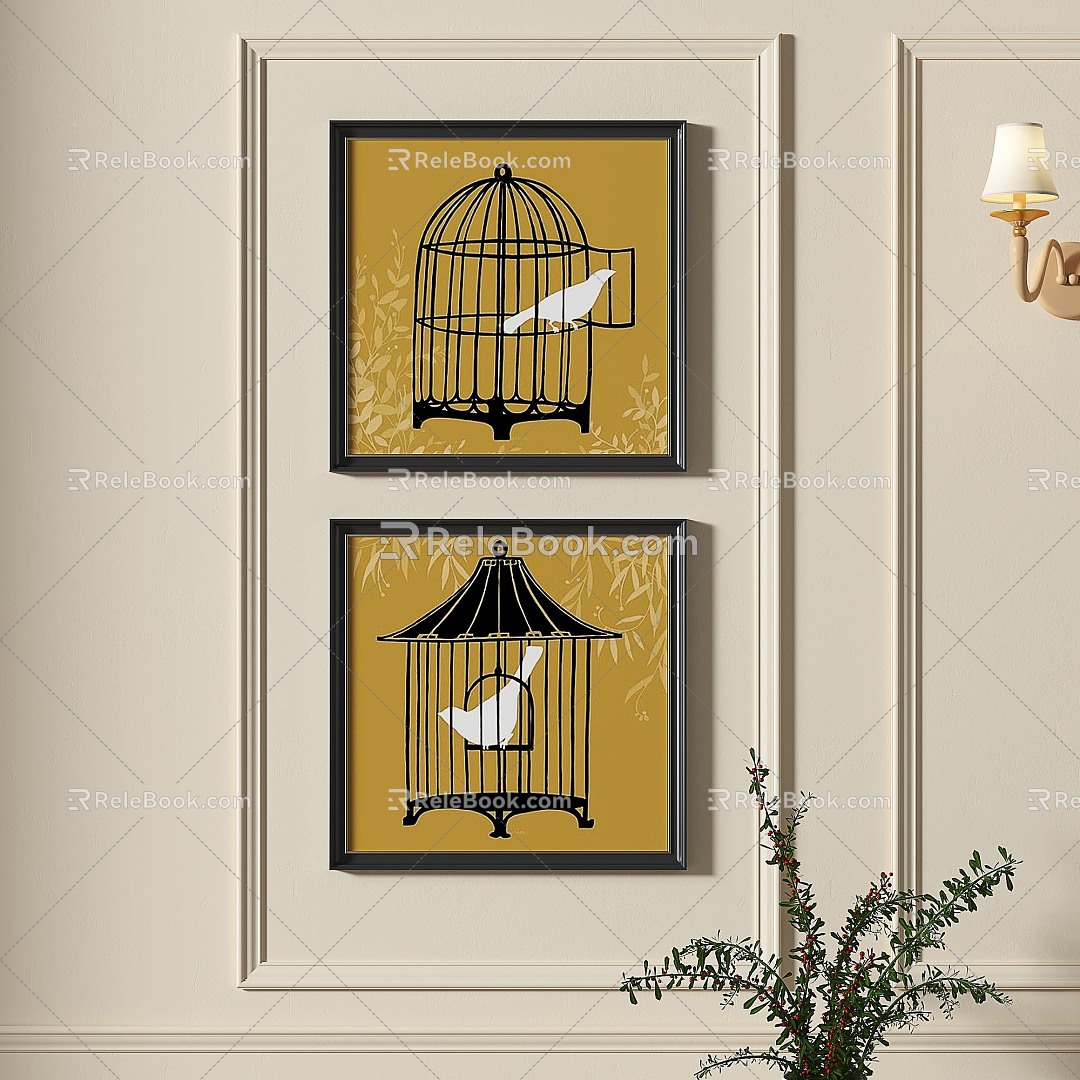 French retro decorative painting 3d model