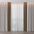 Modern universal curtain gauze curtain fabric curtain curtain combination flannel curtain 3d model