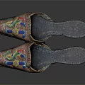 Traditional Embroidered Slippers With Colorful Dragon Patterns And Soft Gray Soles