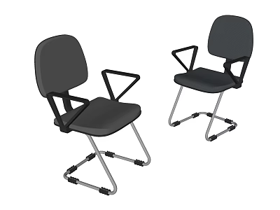 Black Office Chair With Seat Backrest Metal Frame And Armrests Design 3d model