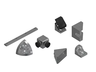 Various Shaped Metal Mechanical Components For Industrial Applications And Machinery 3d model