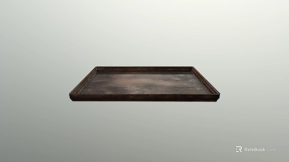 Dark Brown Wooden Tray With Decorative Edge For Versatile Home Use 3d model 