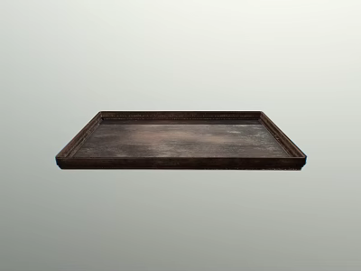 Dark Brown Wooden Tray With Decorative Edge For Versatile Home Use 3d model