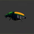 Colorful Shiny Beetle with Green Body Yellow Patches and Blue Legs