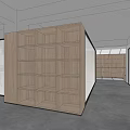 Modern Office Corridor With Wooden Shelves Glass Ceiling Panels And Office Desks Chairs
