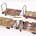 Industrial Wooden Carts With Metal Handles And Wheels For Material Handling