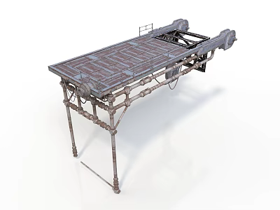 Industrial Conveyor Workbench With Metal Frame Flat Surface And Roller Components 3d model