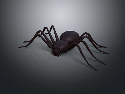 Dark Spider Model With Long Legs On Gray Gradient Background 3d model