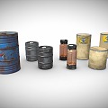 Industrial LOFT Industrial Barrel Combination Oil Barrel Iron Barrel Chemical Storage Tank 3d model