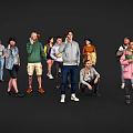 Modern Characters Realistic Characters Scanning Characters Static Characters Scene Material Men Women Foreigners Background Characters 3d model