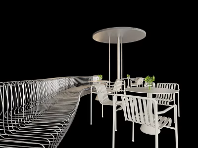 Modern Outdoor Sofa With White Wicker Design And Round Canopy For Patio 3d model
