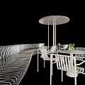 Modern Outdoor Sofa With White Wicker Design And Round Canopy For Patio