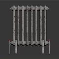 Vintage White Radiator With Rustic Design And Red Valves For Home Heating