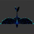 Blue Black Dragon 3D Rendered Fantasy Creature With Glowing Details And Large Wings