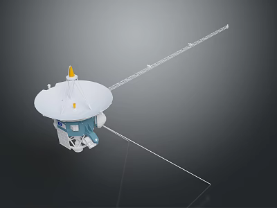 Unmanned Deep Space Exploration Spacecraft With Parabolic Antenna And Long Booms 3d model
