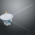 Unmanned Deep Space Exploration Spacecraft With Parabolic Antenna And Long Booms